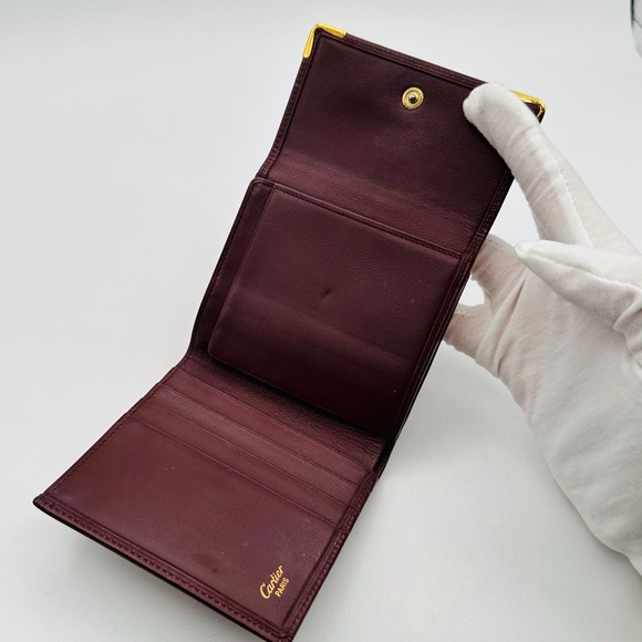 Cartier Burgundy Leather Wallet with Gold Accents - Picture 7 of 11